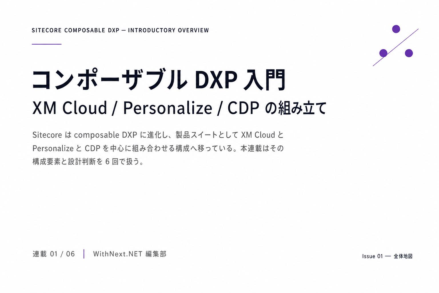 【Sitecore 連載 第1回】コンポーザブル DXP 入門 — XM Cloud / Personalize / CDP の組み立てのアイキャッチ画像
