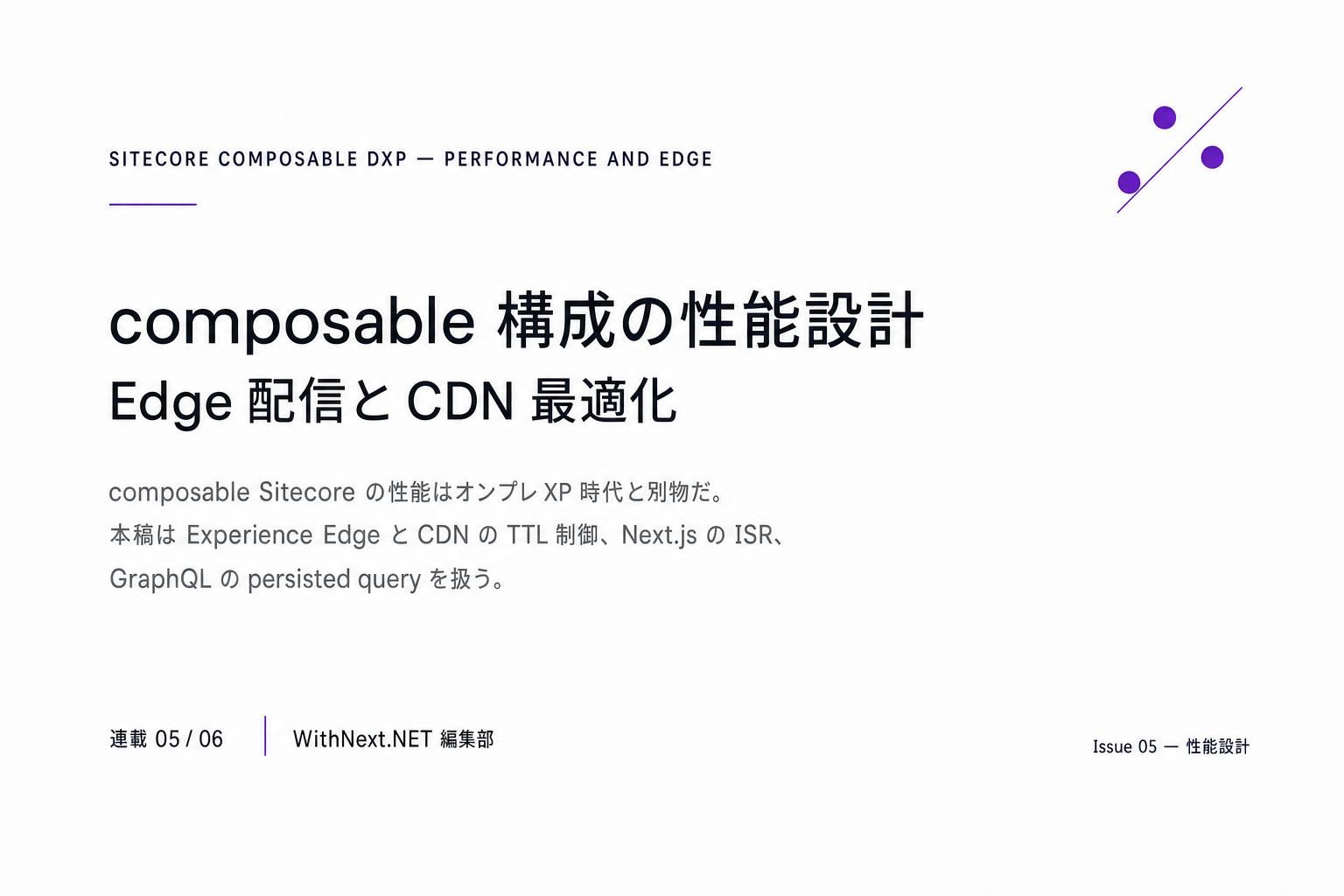 【Sitecore 連載 第5回】composable 構成の性能設計 — Edge 配信と CDN 最適化のアイキャッチ画像